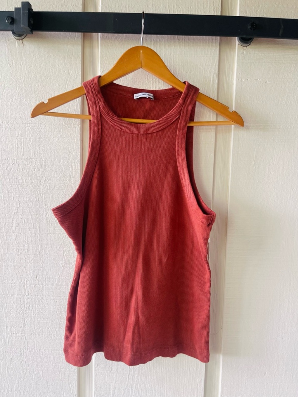 James Perse Rust Red Ribbed Tank Top